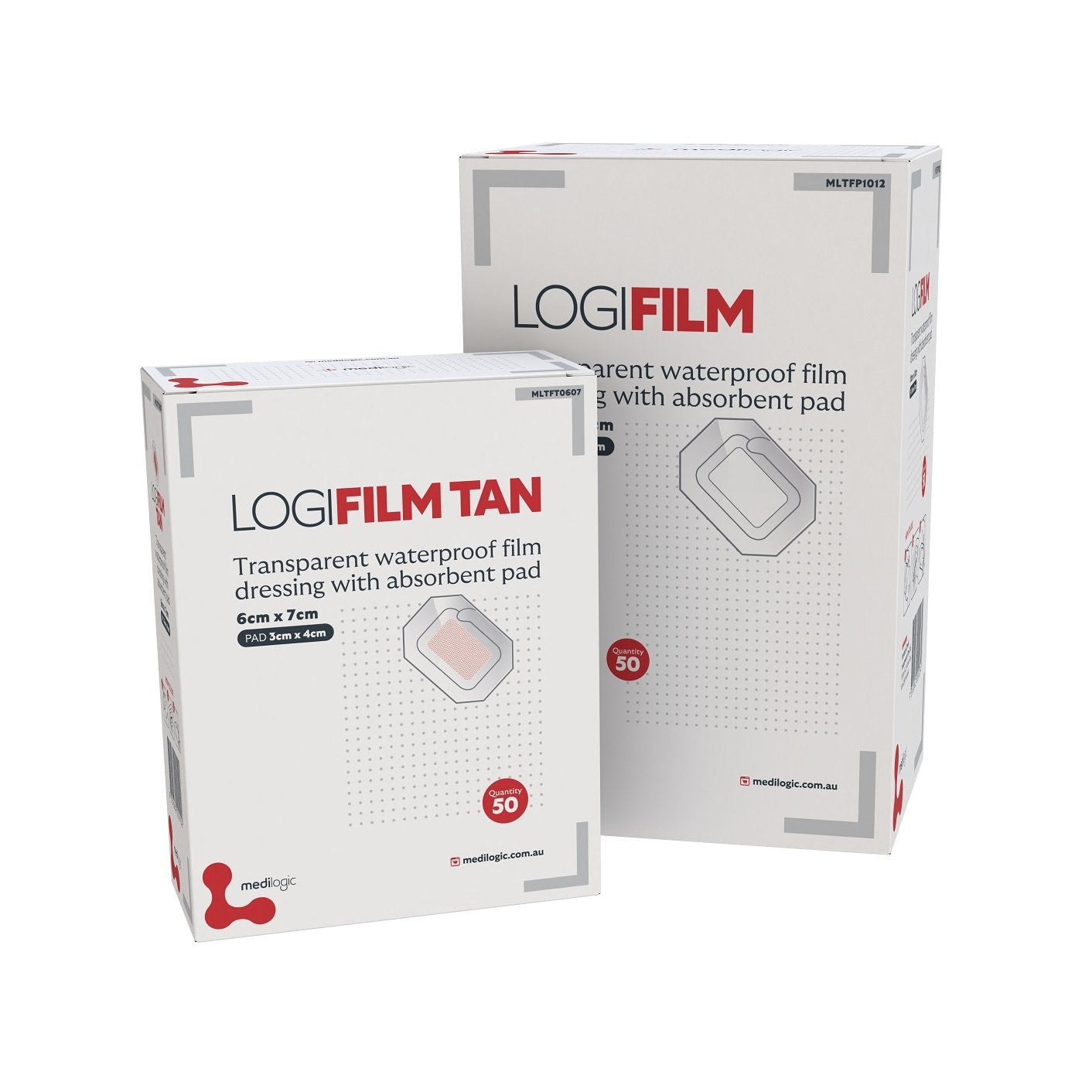LOGIFILM TAN Film Island Dressing with Pad 10cm x 12cm - Box (50)