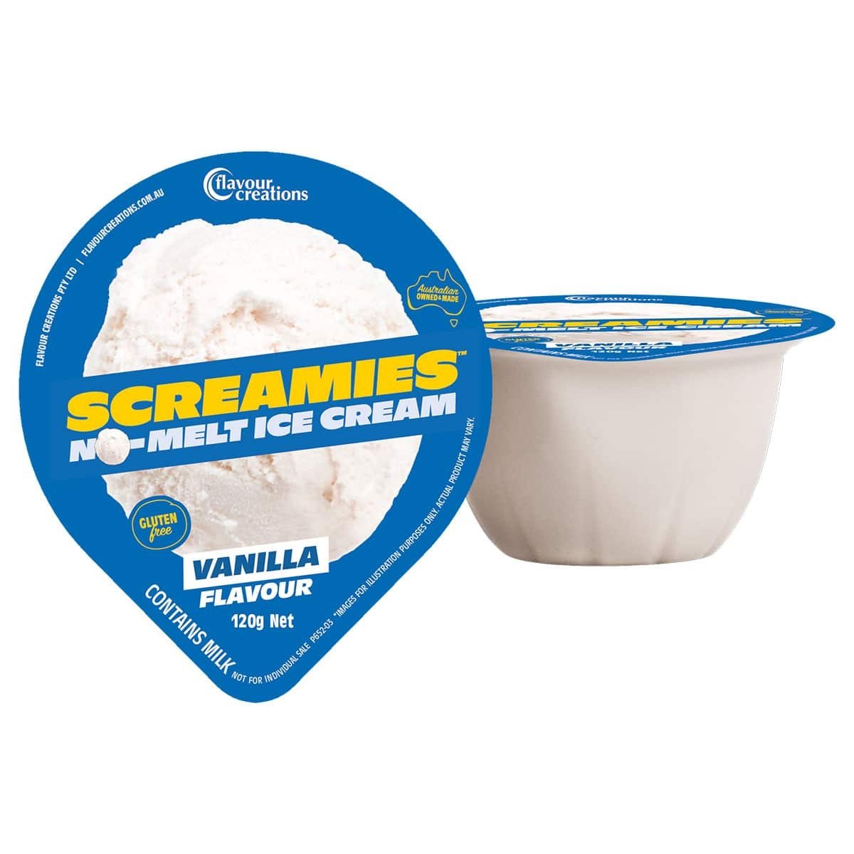 Flavour Creations Screamies Vanilla Ice Cream 120g - Carton (36)