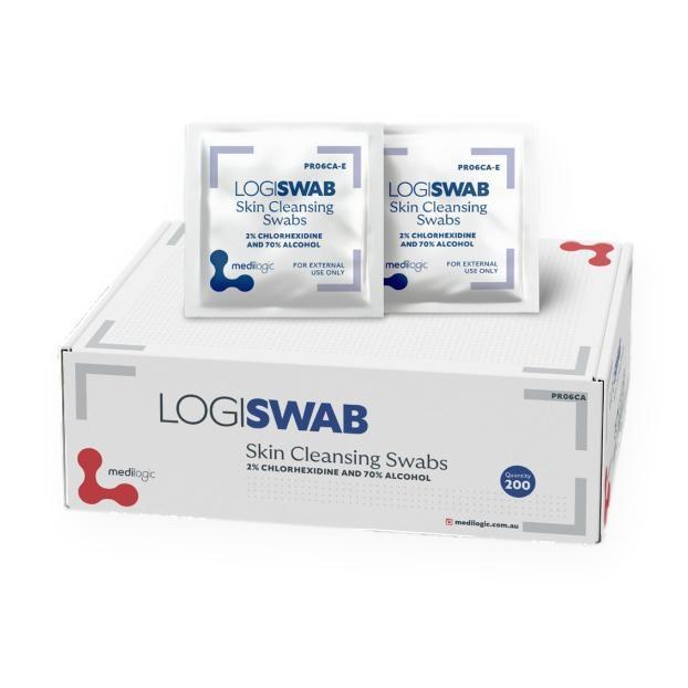 LOGISWAB 2% Chlorhexidine and 70% Alcohol Skin Cleansing Swabs - Box (200)