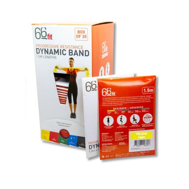 66Fit Dynamic Band (resistance band) 1.5m Yellow - Box (30)