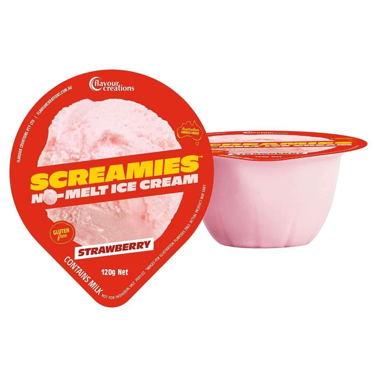 Flavour Creations Screamies Strawberry Ice Cream 120g - Carton (36)