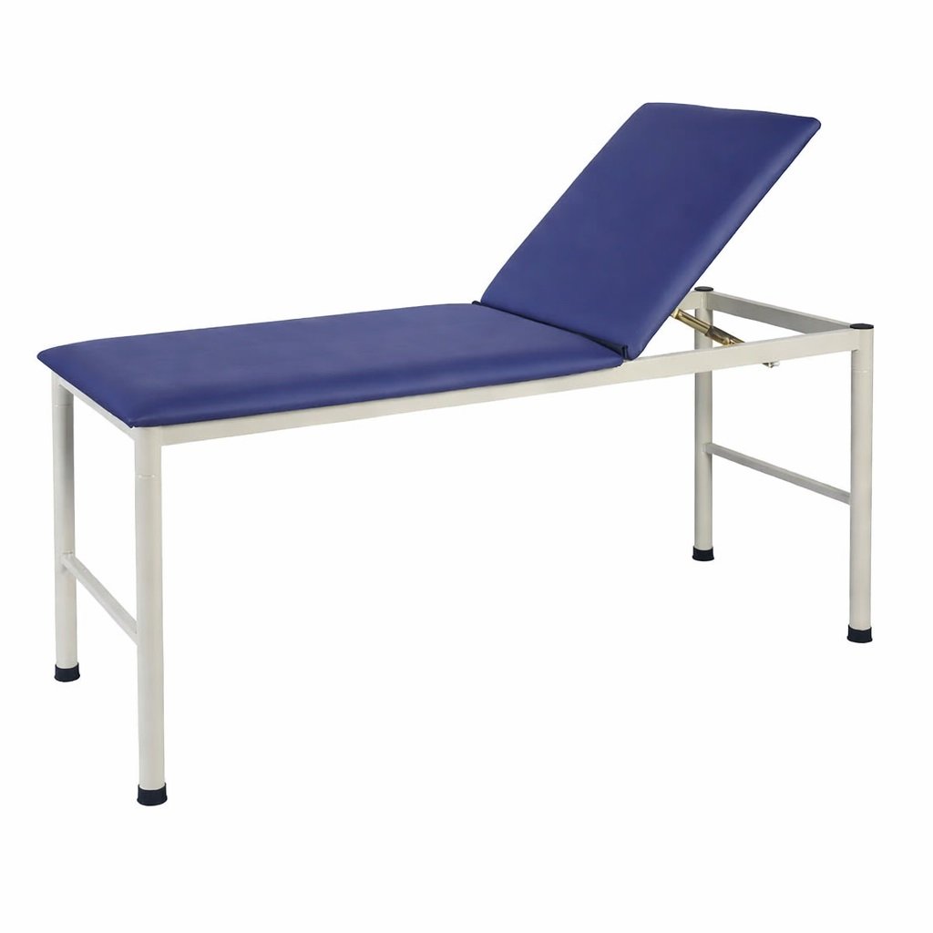 LOGIFORM Fixed Height Examination Couch Navy Blue Vinyl Elevating Backrest
