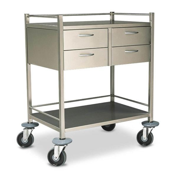 Qube Instrument Trolley 4 Drawer 600 x 500 x 970mm S/Steel