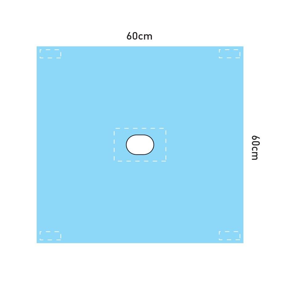 Protex 4 - Drape with Adhesive Oval Aperture & Adhesive Corner Tabs, 60cm x 60cm - Each