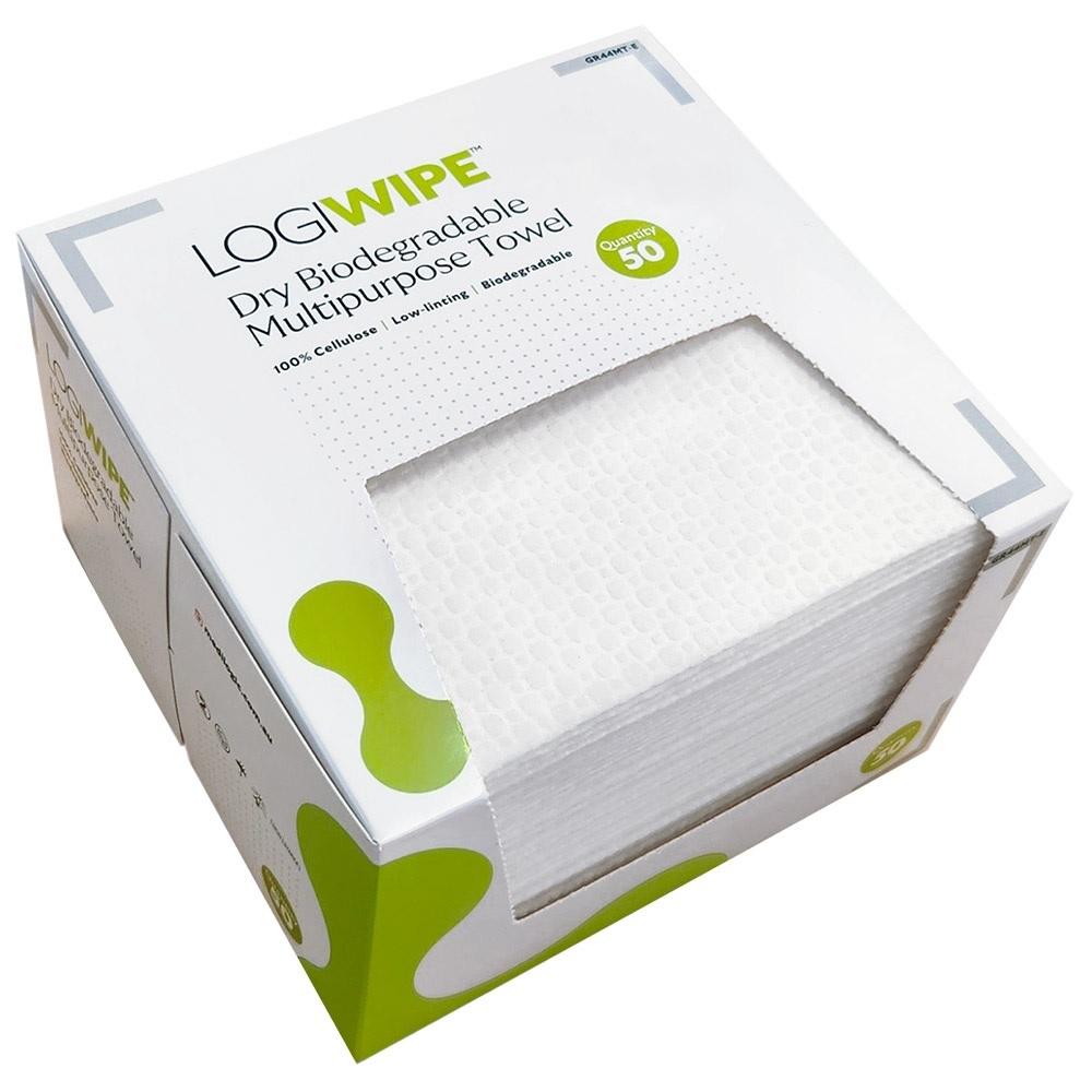 LOGIWIPE Dry Biodegradable Multipurpose Towel - Box (50)