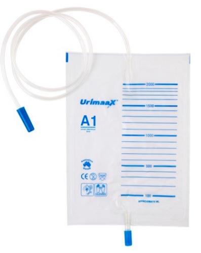 Urimaax Drainage Bag B/Drain Push-Pull A1 2000mls 120cm Tube - Each