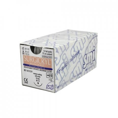 Surgicryl Monofast 5/0 RC 3/8 Circ DS 12mm 45cm Undyed - Box (12)
