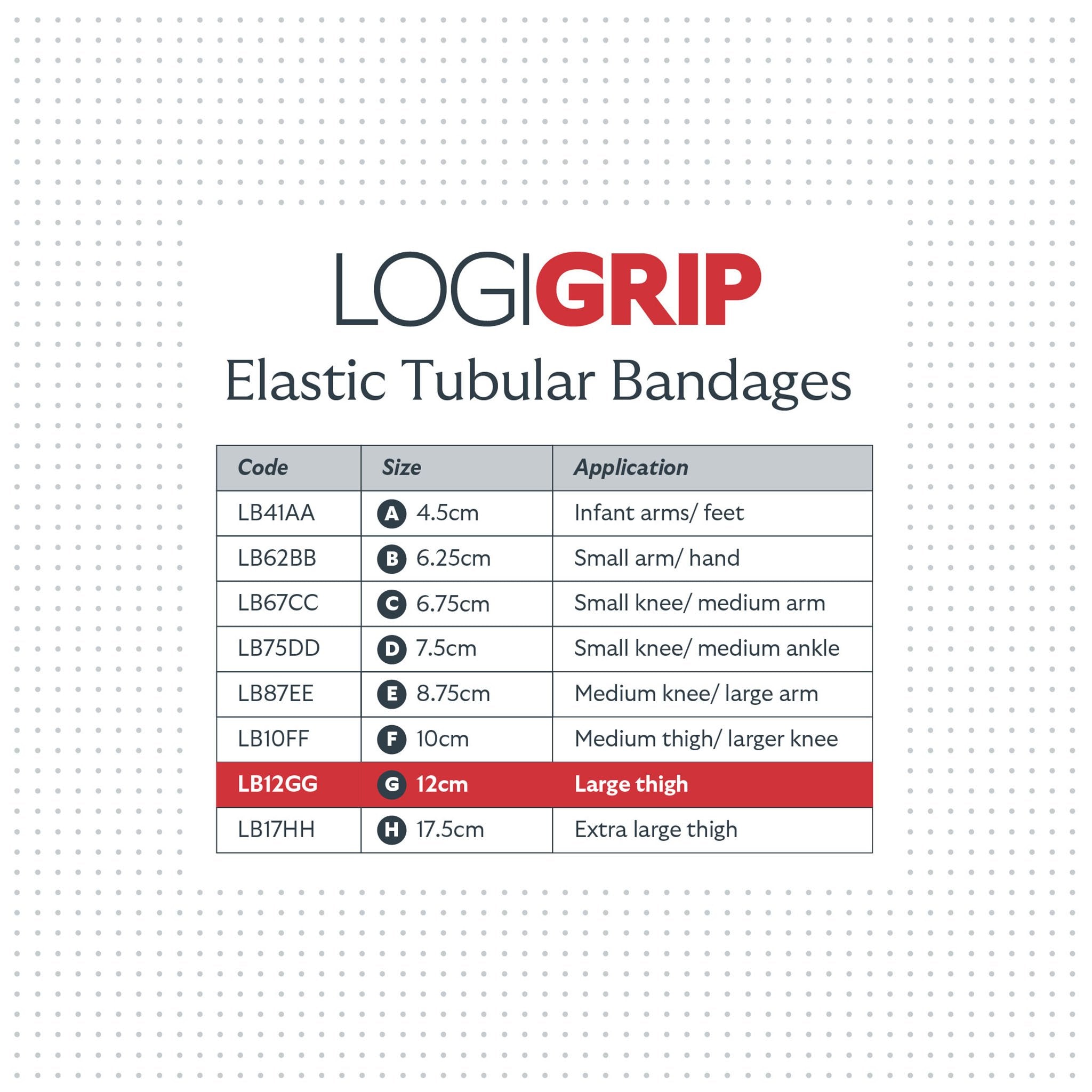 LOGIGRIP Tubular Bandage 12cm x 10m Size G