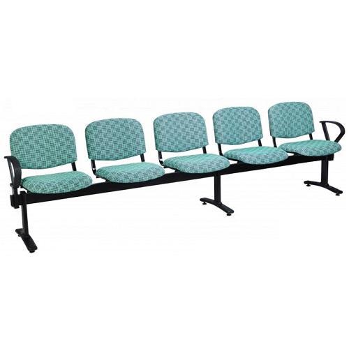 Joshua 5 Seater Beam Chair with End Arms - Premium Black Vinyl