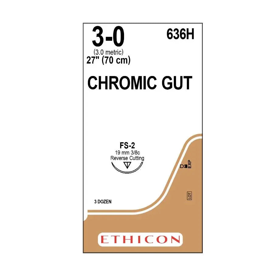 Chromic Gut Suture 3/0 FS-2 70cm (15256) - Box (36) Ethicon