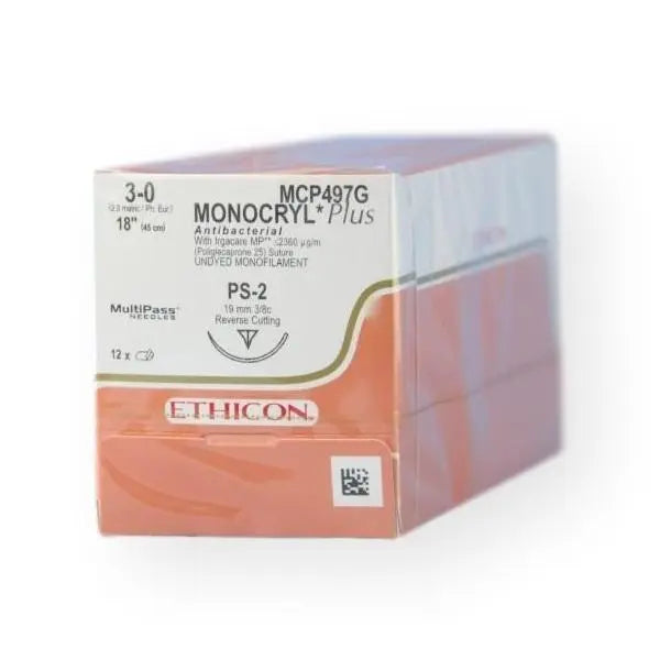 Monocryl Plus 3/0 PS-2 Undyed 45cm - Box (12) Ethicon