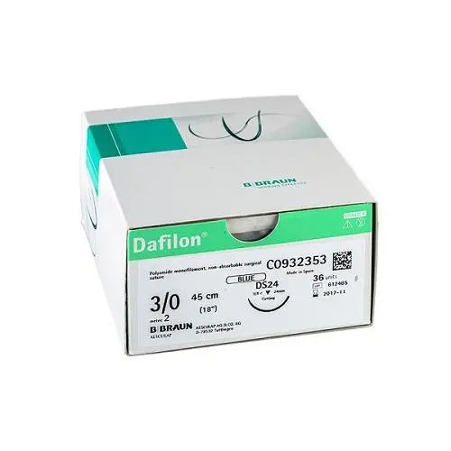Dafilon 4/0 Suture 16mm 45cm Blue - Box (12) B.Braun