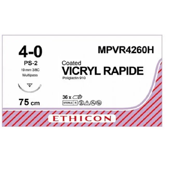 Vicryl Rapide 4/0 Suture Undyed 19mm 70cm - Box (36) Ethicon