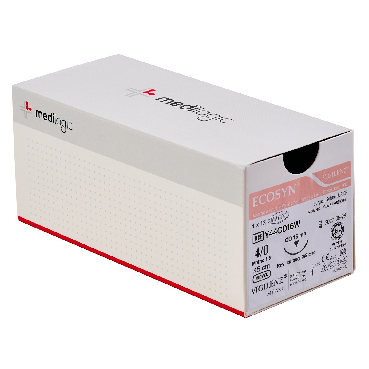 Vigilenz Ecosyn 4-0 16mm CD 45cm UNDYED Sutures - Box (12)