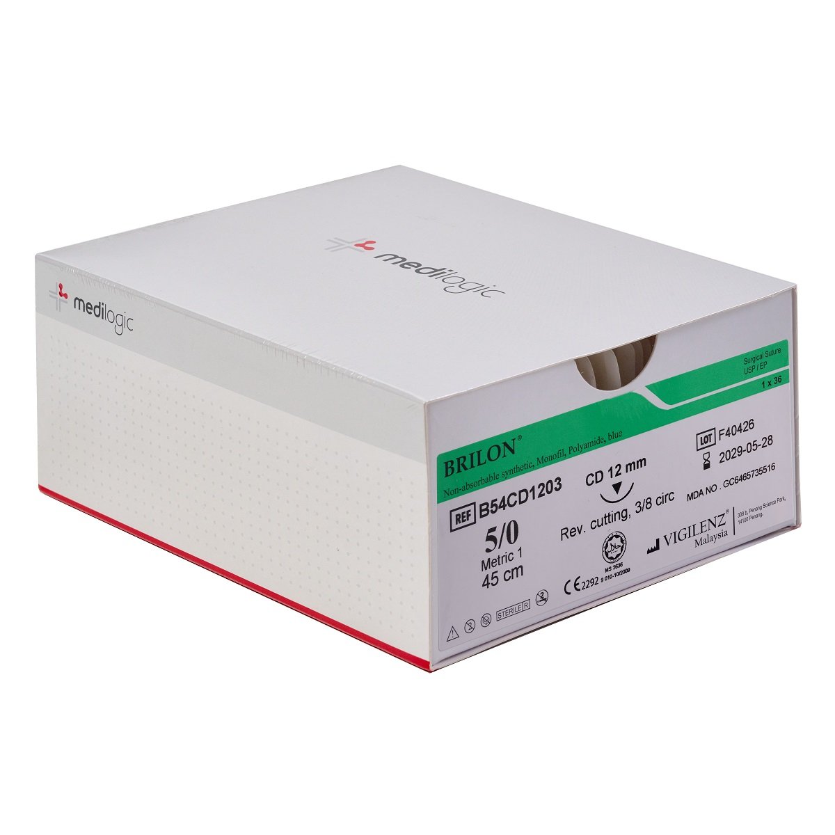 Vigilenz Brilon 5-0 12mm CD 45cm Sutures - Box (36)