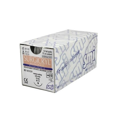 Surgicryl Rapid 4/0 RC 3/8 Circle DS 19mm 75cm Undyed - Box (12)