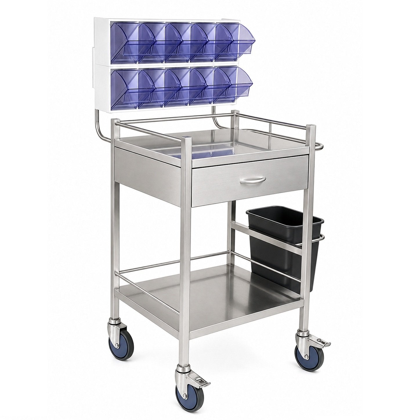 LOGIFORM Stainless Steel Trolley 1 Drawer with Tilt Bins W600 x D490 x H970mm