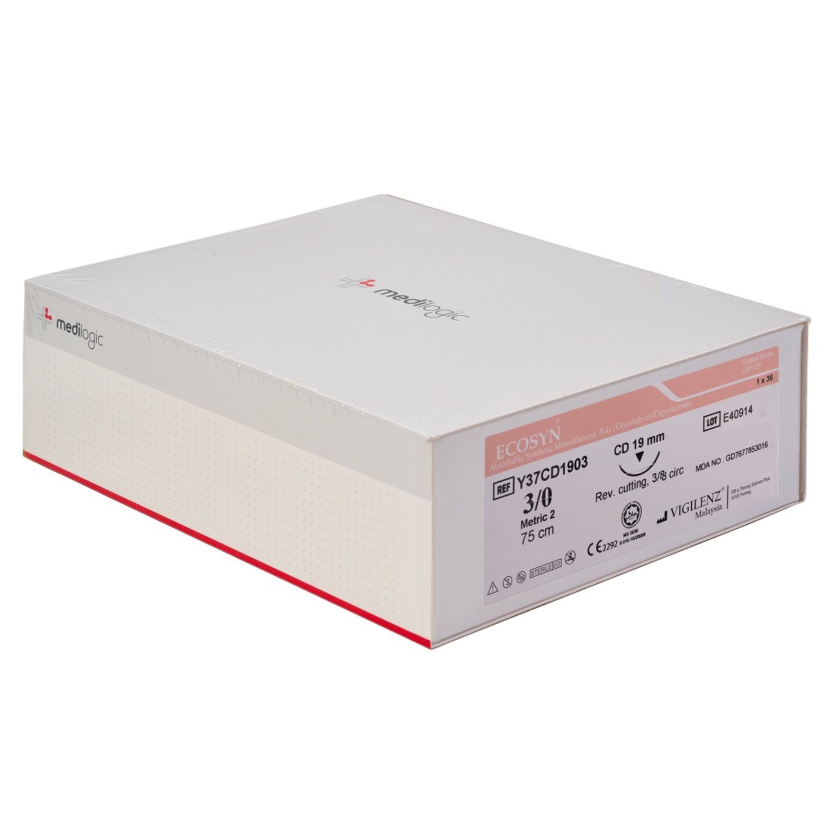 Vigilenz Ecosyn 3-0 19mm CD 75cm VIOLET Sutures - Box (36)