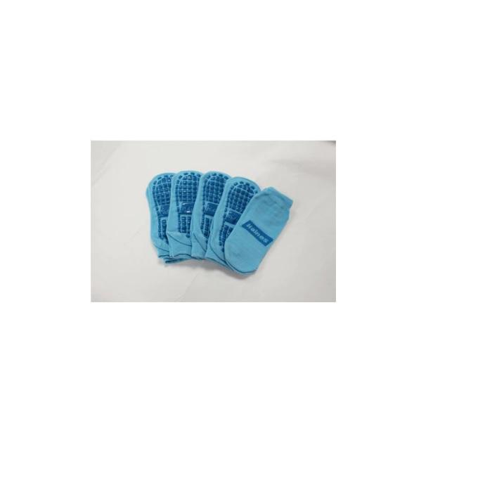 SallySock Non-Slip Socks M Light Blue (Magenta Grips) - PAIR
