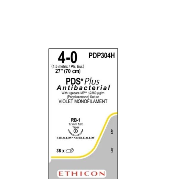 PDS Plus Antibacterial Suture Violet 4-0 70cm RB-1 17mm - Box (36)