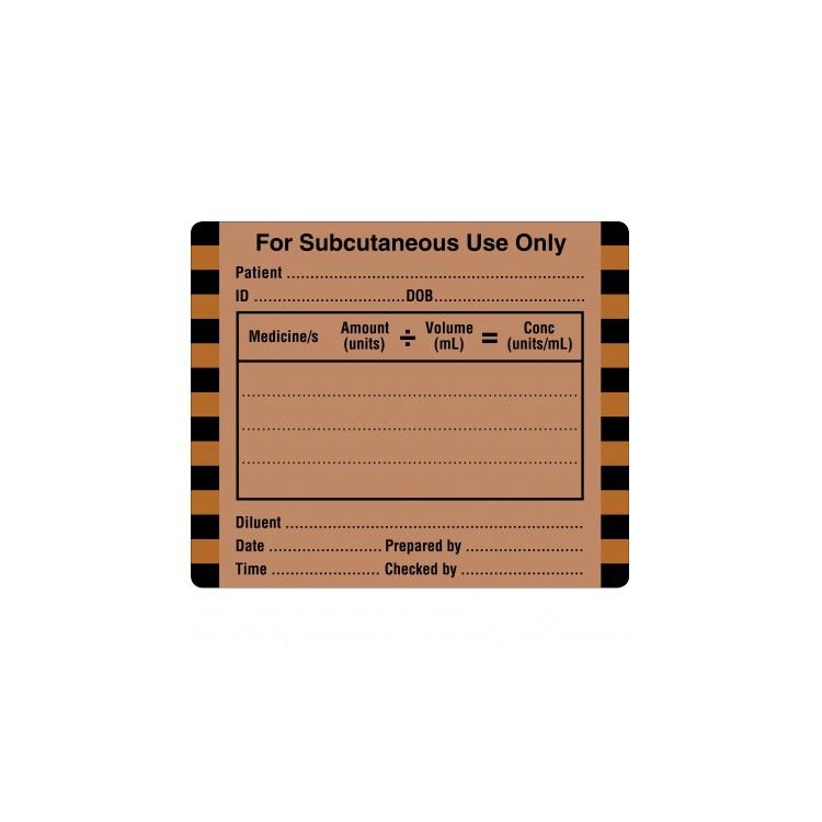 Labels - For Subcutaneous Use Only - Large 100mm x 60mm - Roll (250)