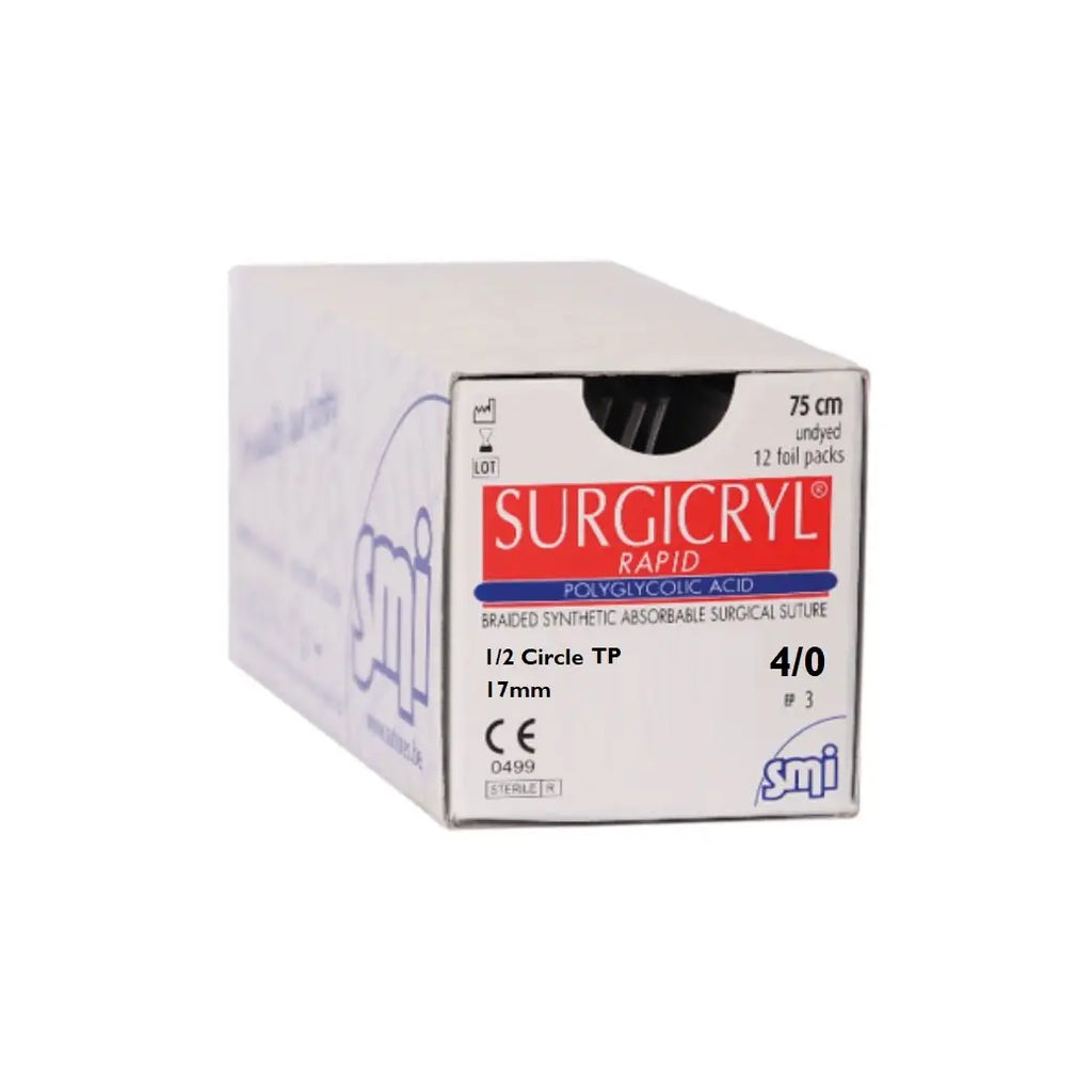 Surgicryl Rapid 4/0 TP 1/2 Circle HR 17mm 75cm Undyed - Box (12) SMI