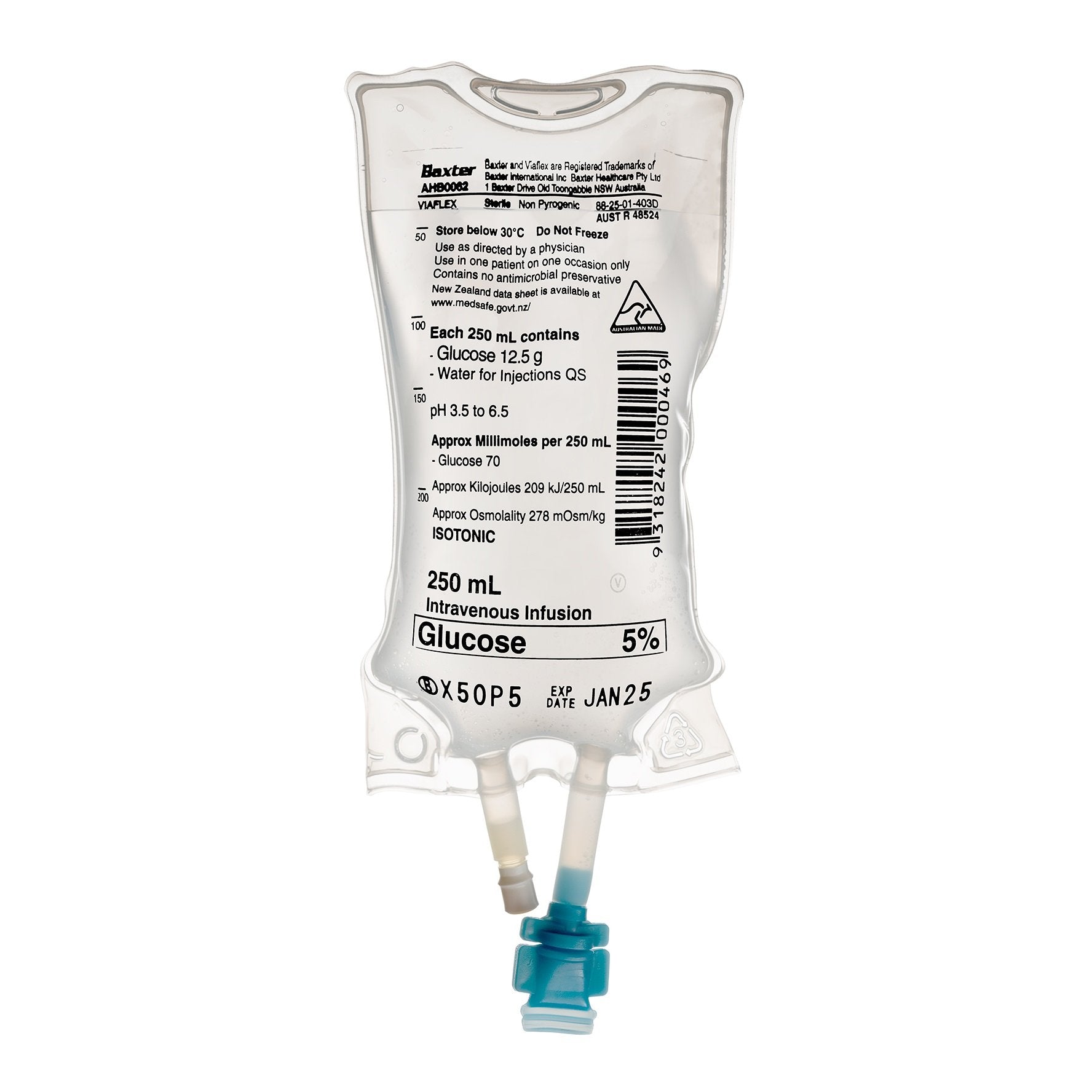 Glucose 5% IV 250mL - Carton (24)