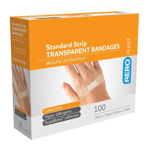 Aeroplast Transparent Waterproof Strip Dressing 7.2cm x 1.9cm - Box (100)