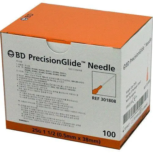 BD Needle 25G x 38mm (1-1/2) - Box (100) BD