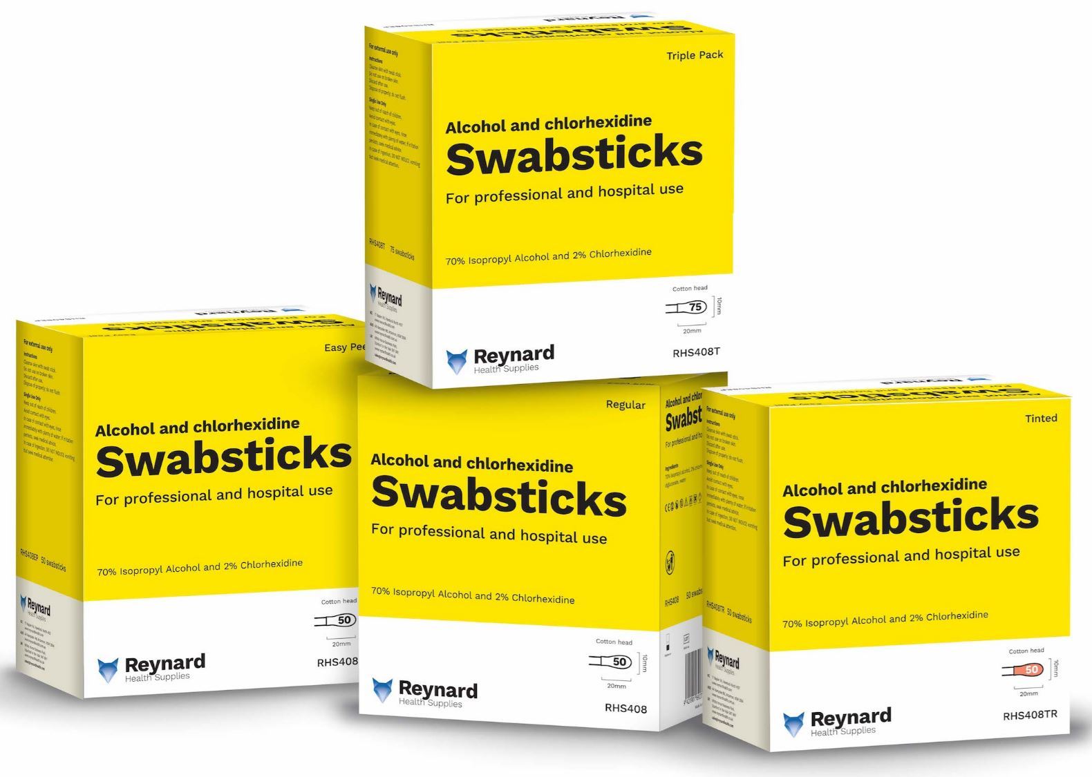 Chlorhexidine 2% and 70% Isopropyl Alcohol Swab Sticks (Clear) - Box (50)