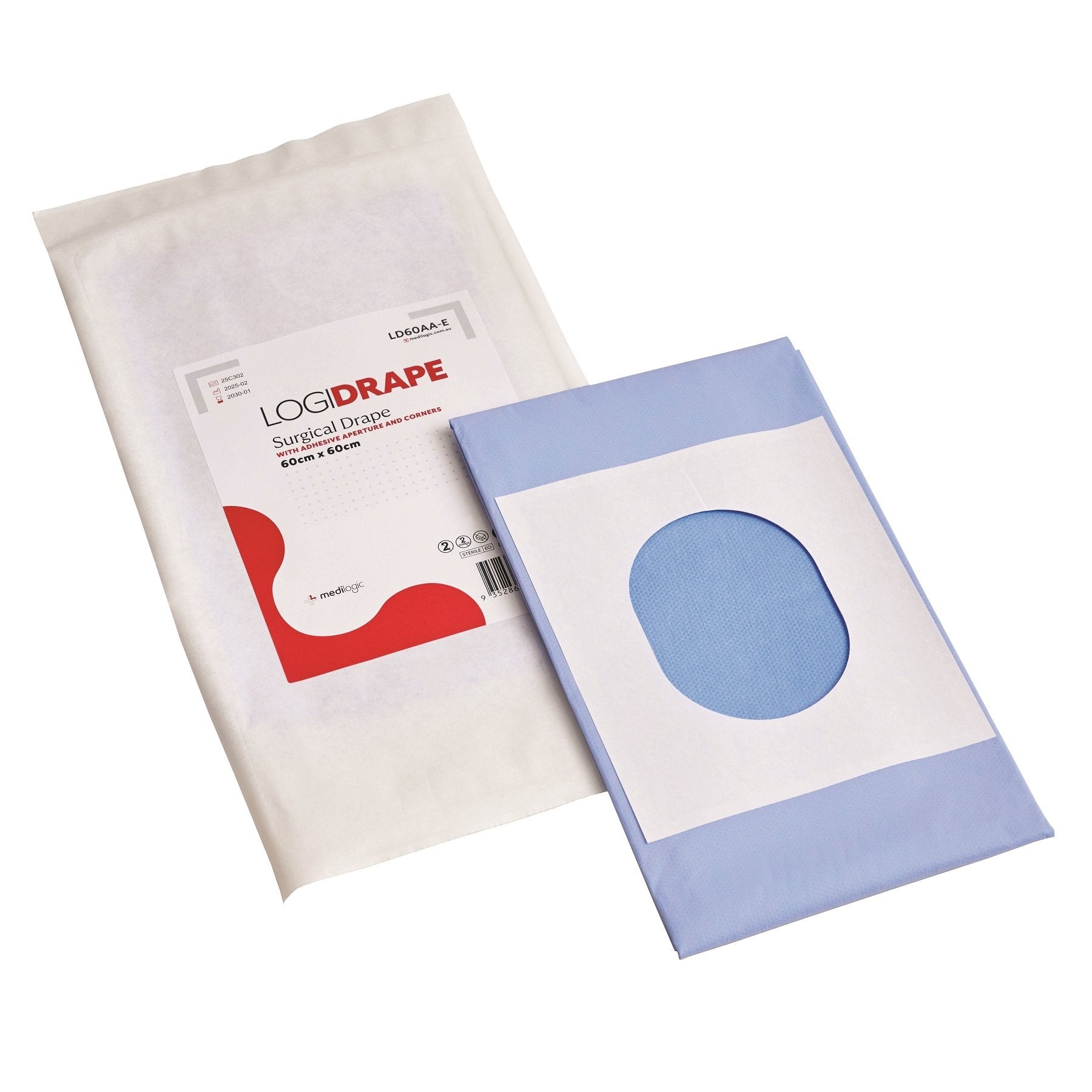 LOGIDRAPE Sterile Drape with Adhesive Aperture and Corners 60cm x 60cm - Each