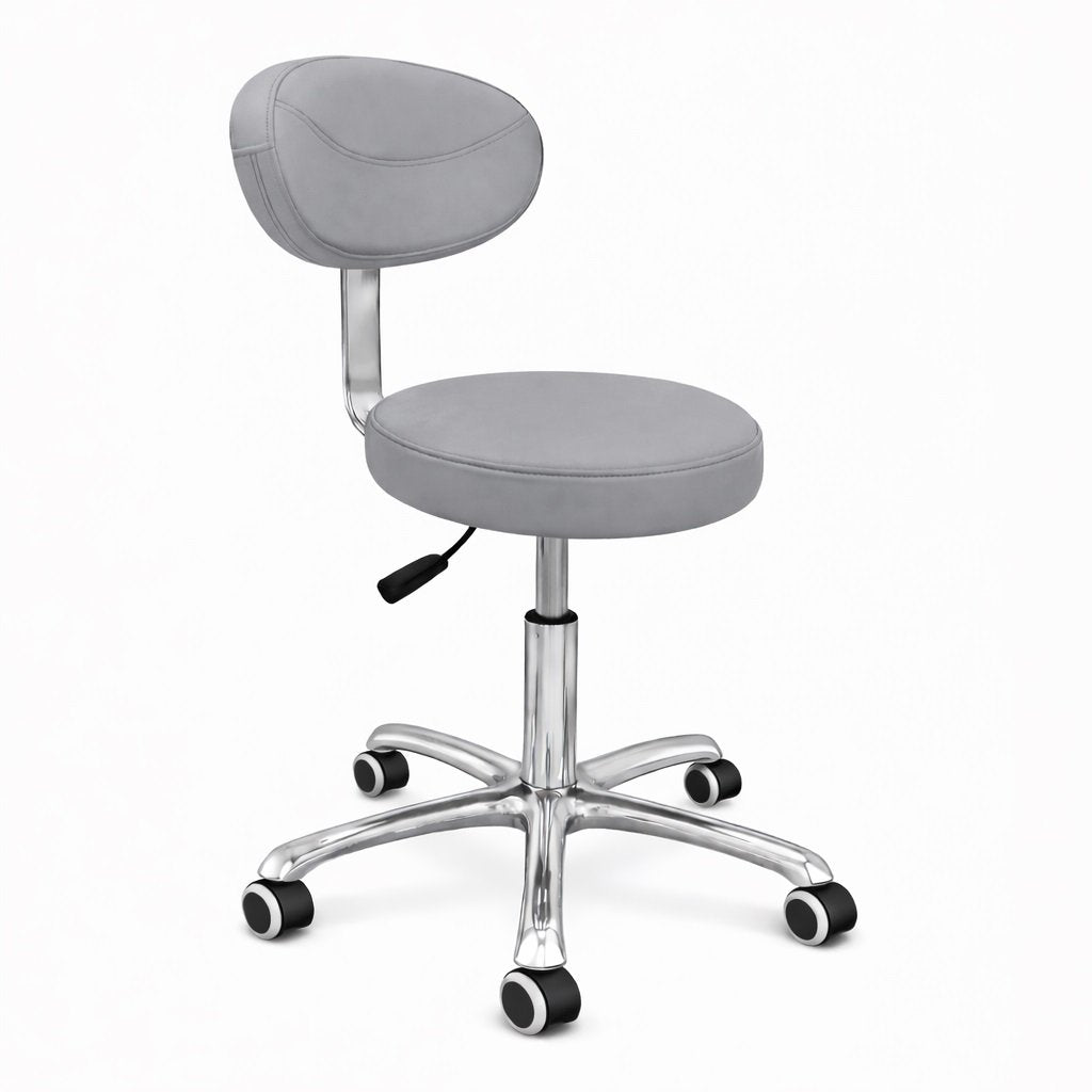 LOGIFORM Premium Surgeon Stool with Backrest - Light Grey