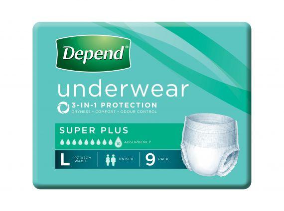 Depend Super Plus Underwear Large - Carton (9x4)