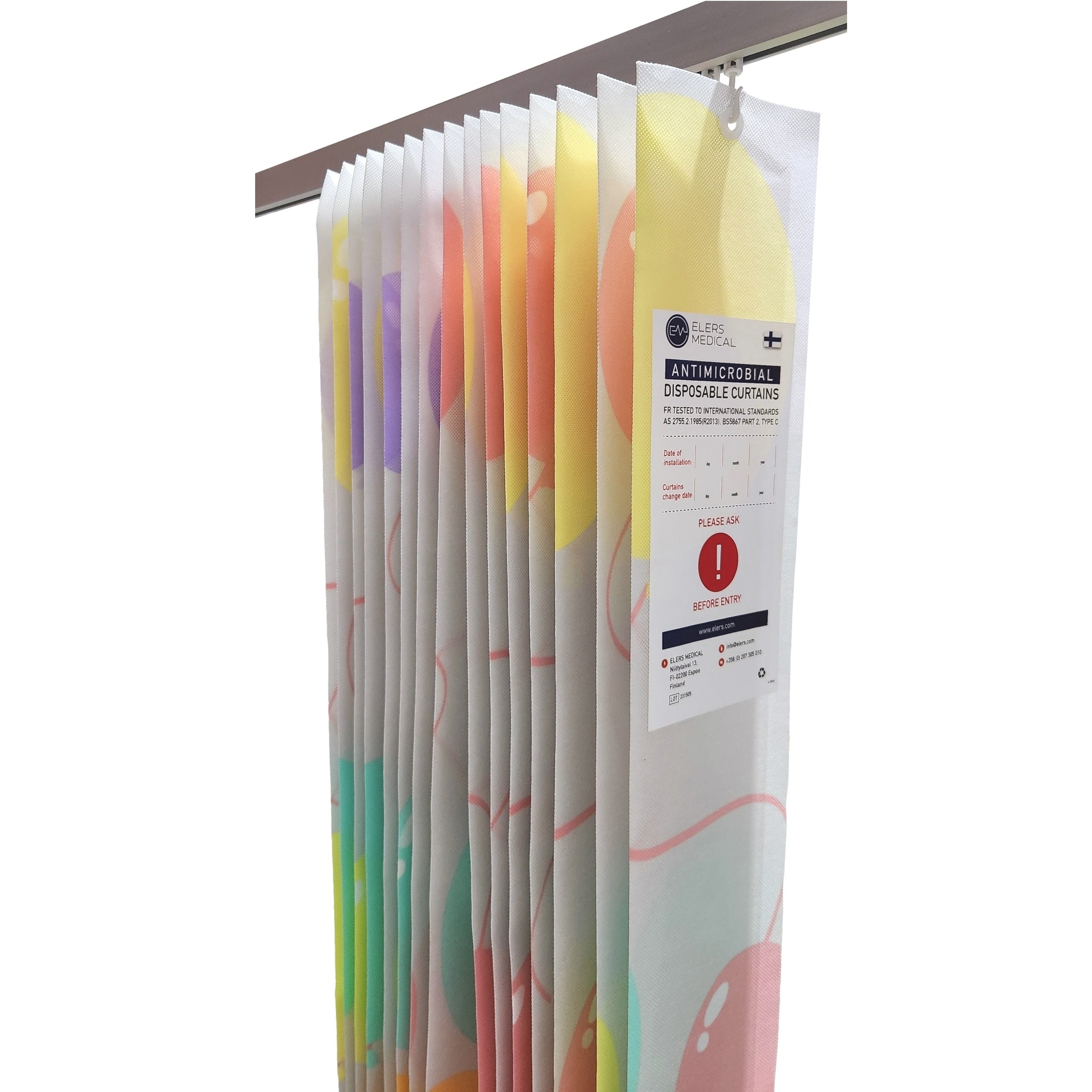 ELERS MEDICAL® Antimicrobial Balloon Print Curtains 7.5m x 2m Drop - EACH