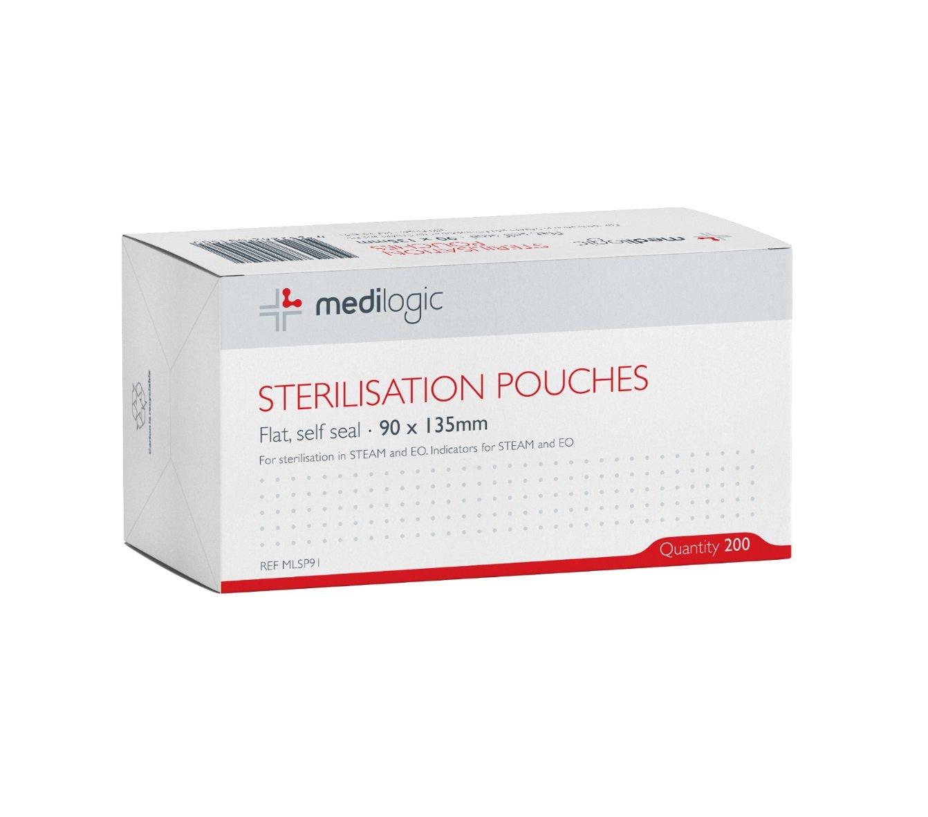 LOGICARE Self-Sealing Sterilisation Pouch 90 x 135mm - Box (200)