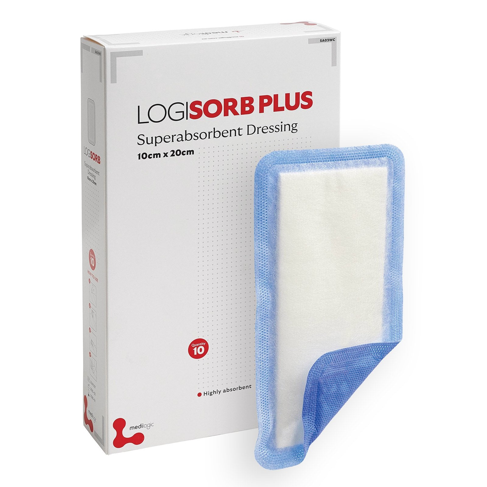LOGISORB PLUS Superabsorbent Dressing 10cmx20cm - Box (10)