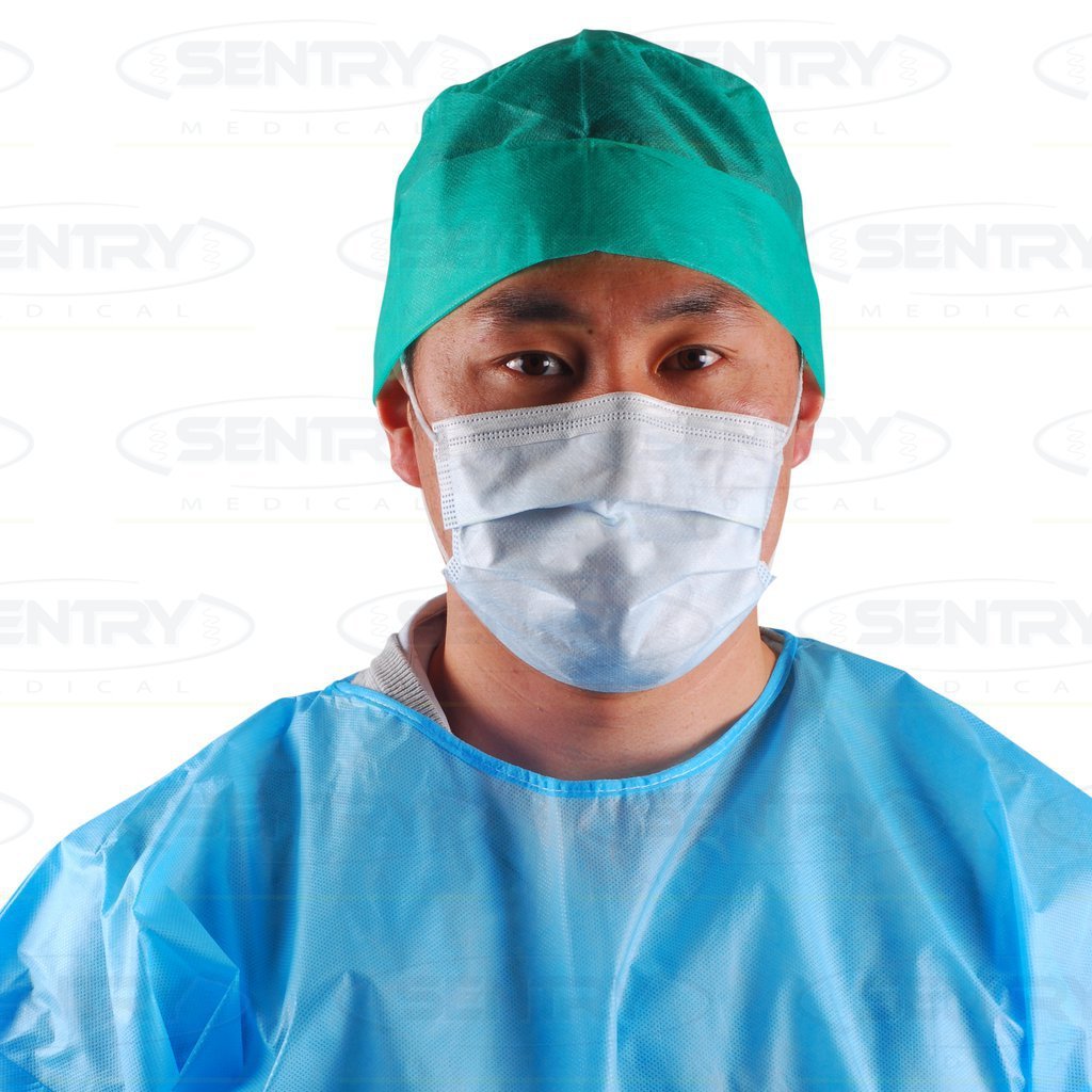 Theatre Cap Tie Back Blue - Box (250) Sentry Medical