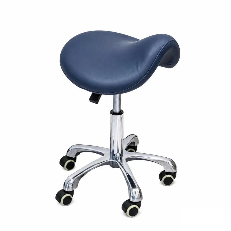 LOGIFORM Premium Saddle Stool Gas Lift Navy Blue Cushion Seat