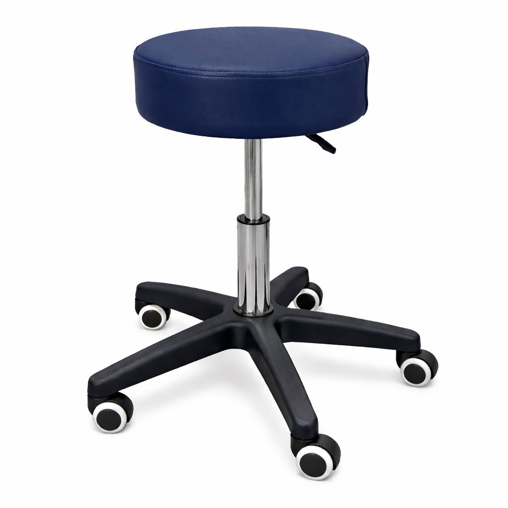 LOGIFORM Standard Surgeon Stool Gas Lift Adjustable Navy Blue Cushion Seat