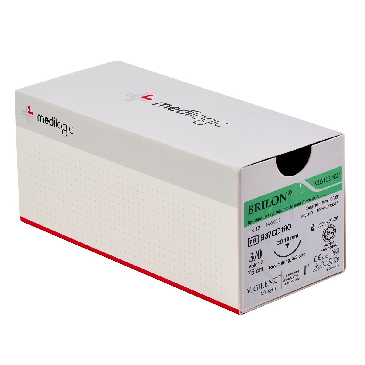 Vigilenz Brilon 3-0 19mm CD 75cm Sutures - Box (12)