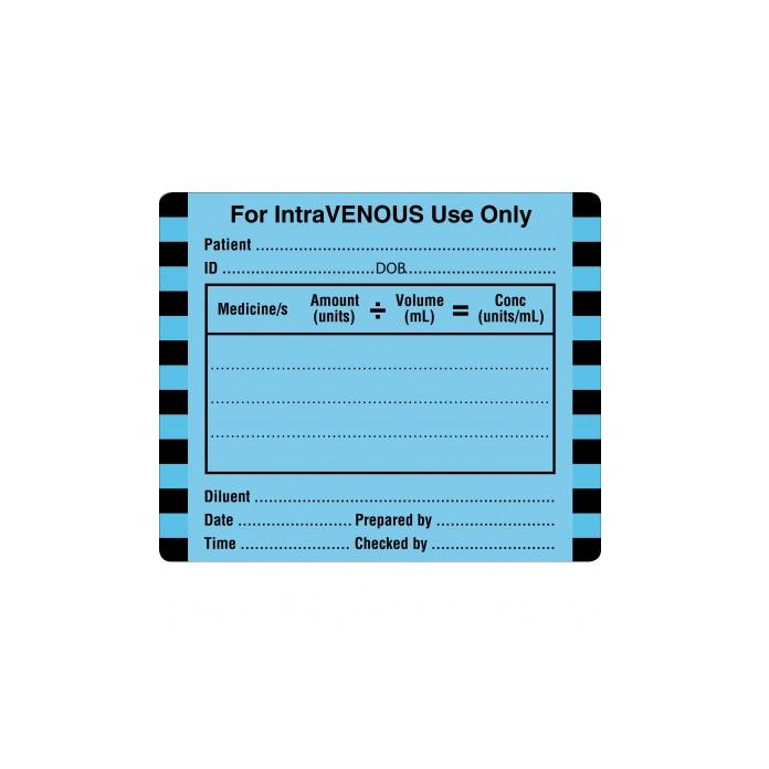 Labels - For IntraVENOUS Use Only - Small 60mm x 50mm - Roll (250)