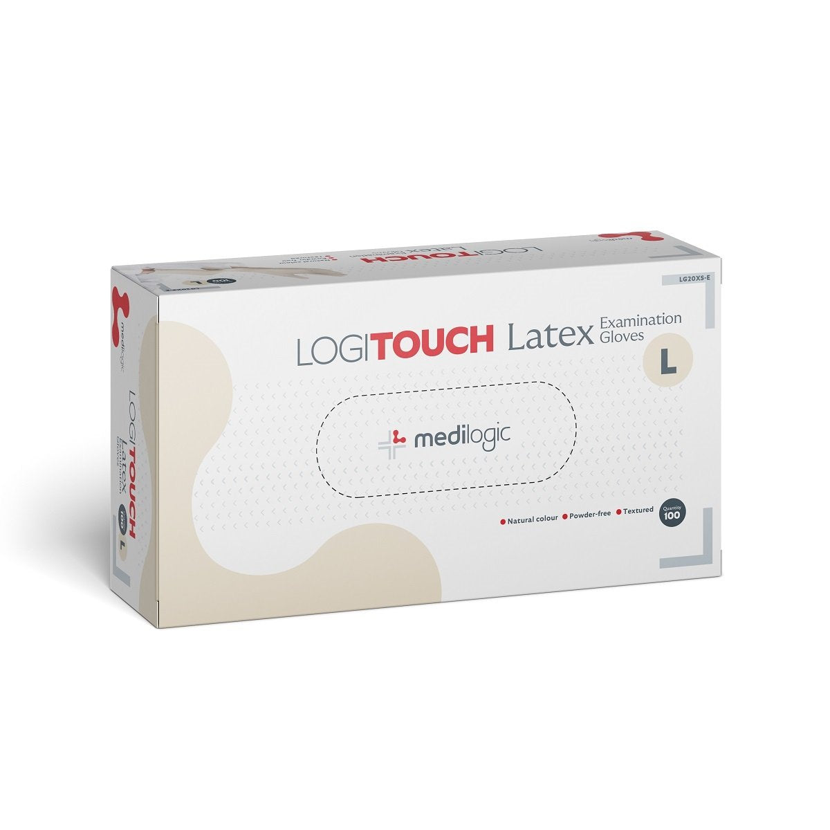 LOGITOUCH Latex P/F Examination Gloves - Large - (Box 100)