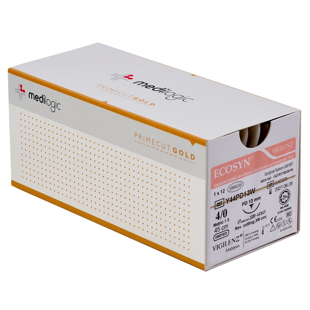 Vigilenz Ecosyn 4-0 13mm 45cm Primecut UNDYED Sutures - Box (12)