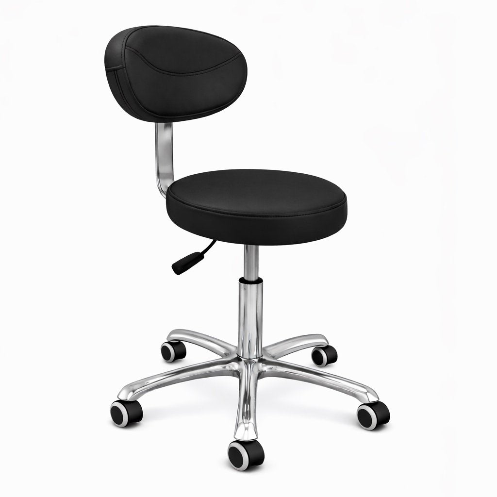 LOGIFORM Premium Surgeon Stool with Backrest - Black