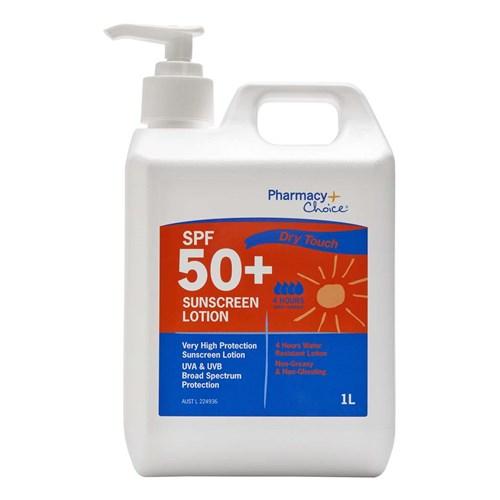 Pharmacy Choice Sunscreen SPF 50+ Pump Bottle 1L - Each