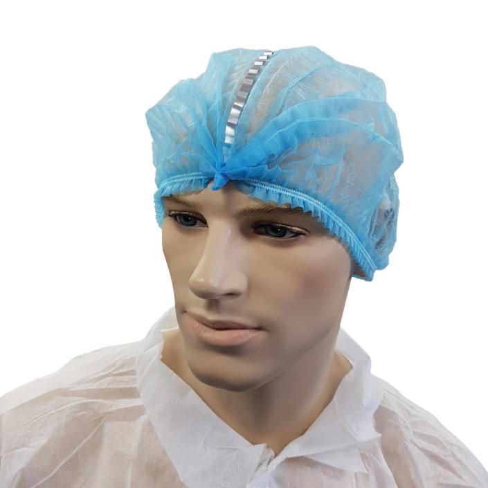Beret Cap Hair Net Crimped Blue - Carton (1000)