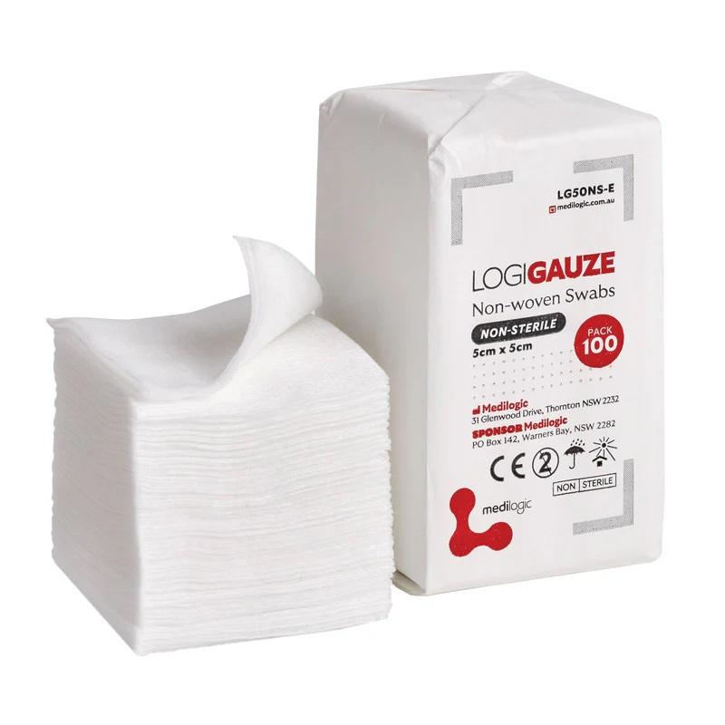 LOGIGAUZE Non-Woven Swabs 5cm x 5cm Non-Sterile - Carton (200 x 100Packs)