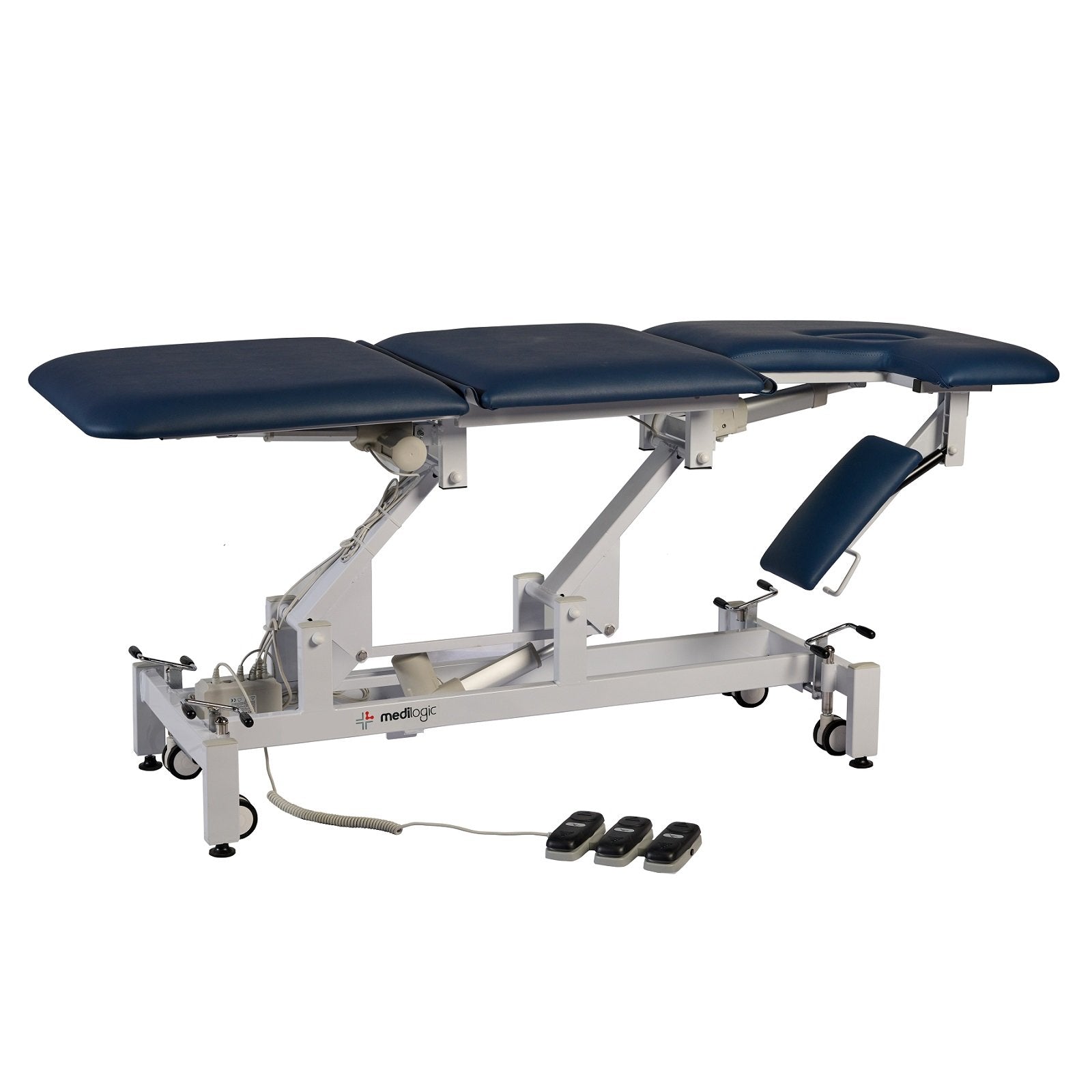 LOGIFORM Deluxe Electric Ultrasound/Cardiology Couch with Dropaway Side - Navy Blue