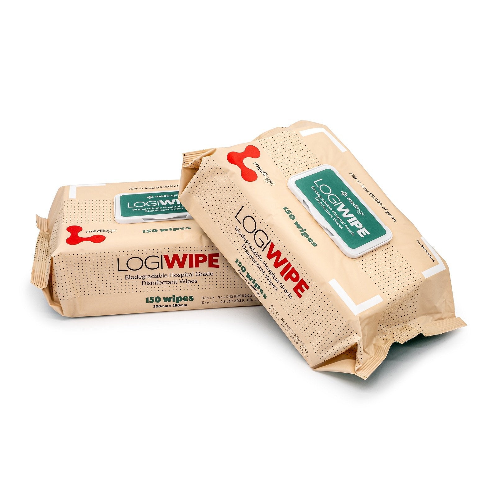 LOGIWIPE Biodegradable Hospital Grade Disinfectant Wipes - Pack (150)