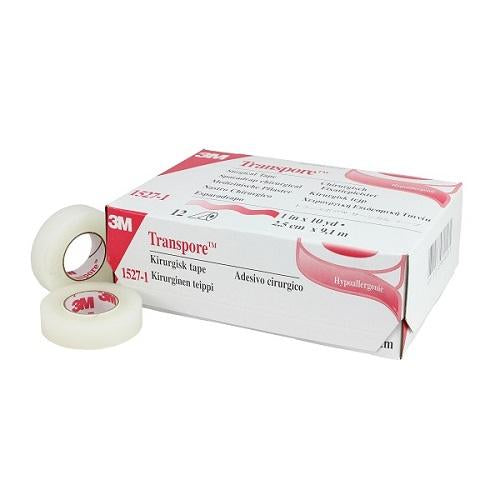Transpore Plastic Tape 1.25cm x 9.1m - Box (24)